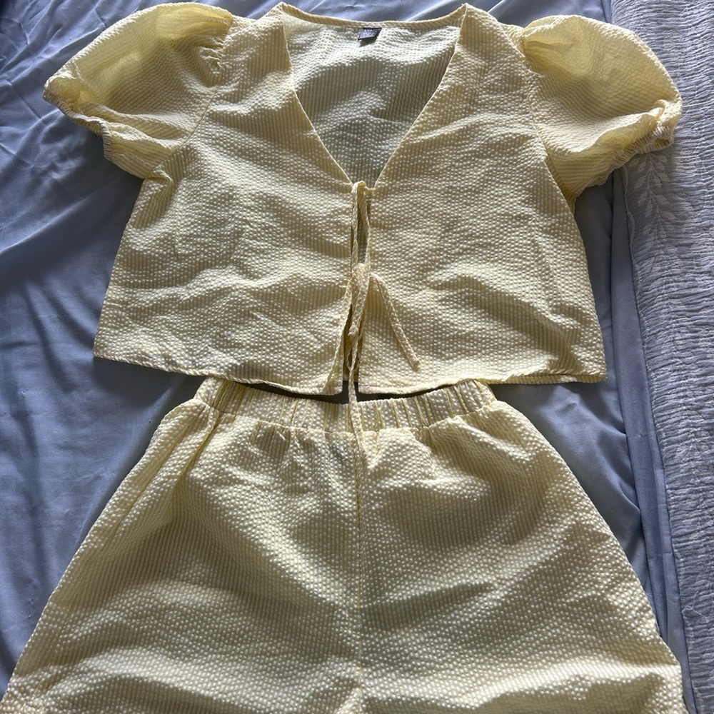 Yellow Textured Two-Piece Set